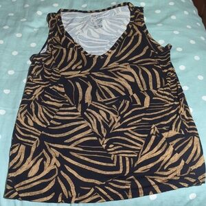 Nine West Black and Tan Zebra Print Tank Top